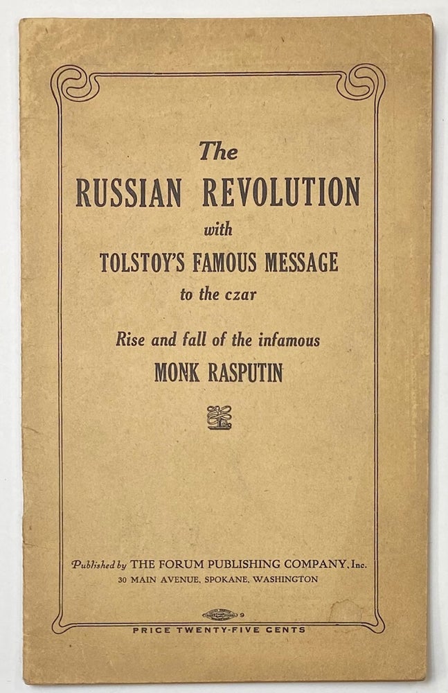 Cat.No: 278589 The Russian Revolution, with Tolstoy's famous message to the czar. Rise and fall of the infamous Monk Rasputin