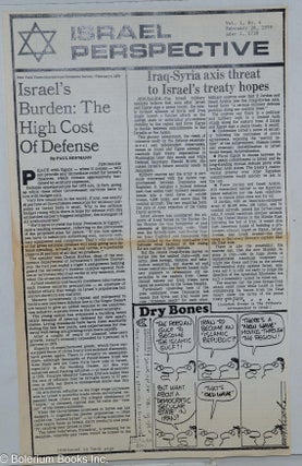 Cat.No: 278616 Israel Perspective; Vol. 1, No. 4; February 28, 1979. Mare Weigensberg,...