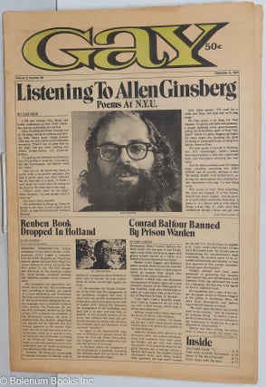 Cat.No: 278715 Gay: vol. 3, #65, December 6, 1971: Listening to Allen Ginsberg. Lige...