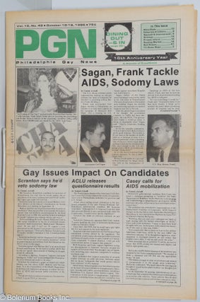 Cat.No: 279197 PGN: Philadelphia Gay News; vol. 10, #49, Oct. 10-16, 1986: Sagan, Frank...