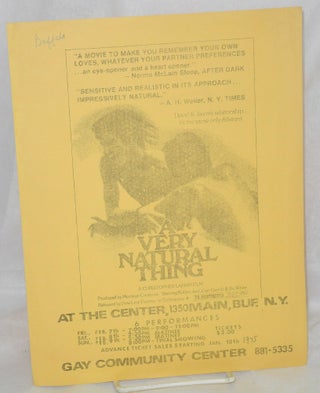 Cat.No: 27925 A Very Natural Thing: a Christopher Larkin film [handbill] at the Center,...