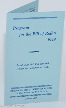 Cat.No: 279421 Program for the Bill of Rights 1948. American Civil Liberties Union