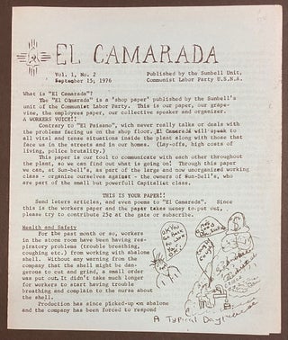Cat.No: 279701 El Camarada. Vol. 1 no. 2 (Sept. 15, 1976
