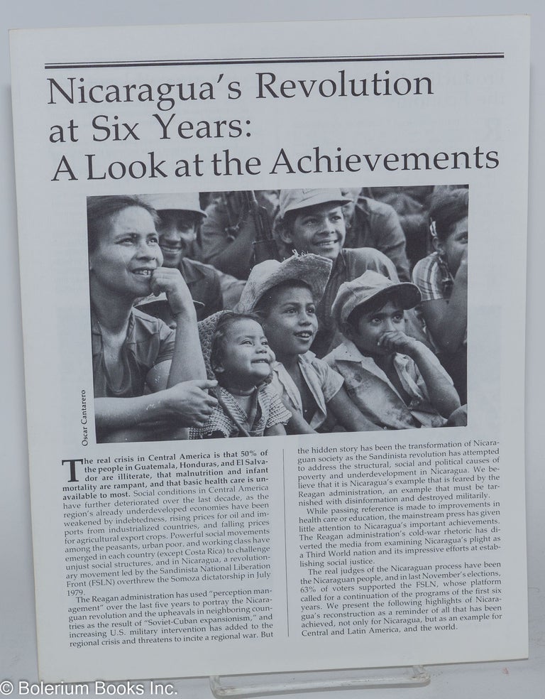 Cat.No: 279928 Nicaragua's Revolution at Six Years; A Look at the Achievements