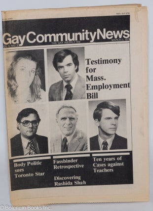 Cat.No: 280317 Gay Community News: the Gay weekly; vol. 6, #31, March 3, 1979: Testimony...