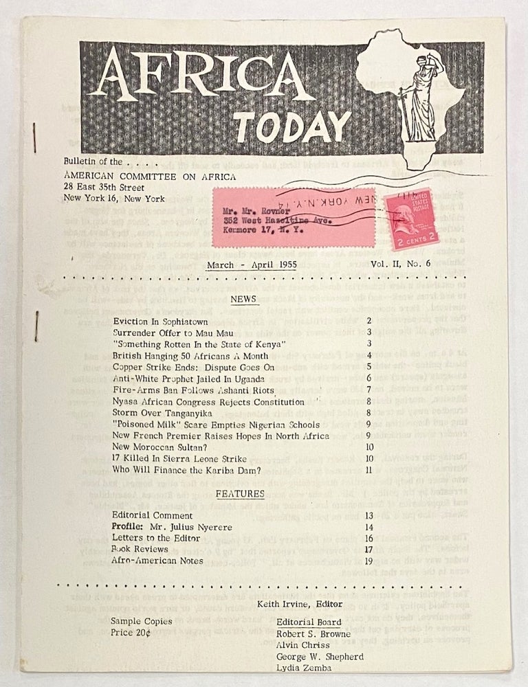 Cat.No: 280740 Africa Today. Vol. II, no. 6 (March-April 1955)