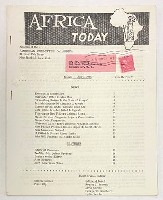 Cat.No: 280740 Africa Today. Vol. II, no. 6 (March-April 1955