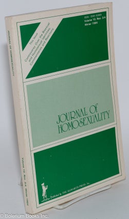 Cat.No: 280786 Journal of Homosexuality: vol. 10, #3/4, Winter 1984: Controversy over the...