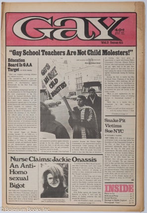 Cat.No: 280991 Gay: vol. 2, #45, March 1, 1971: Gay School Teachers Are Not Child...
