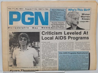Cat.No: 281378 PGN: Philadelphia Gay News; vol. 11, #40, Aug. 7-13, 1987: Criticism...