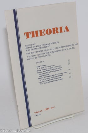 Cat.No: 282048 On Quine's philosophy. Donald Davidson, Ingmar Persson Bengt Hansson,...