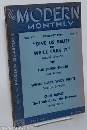 Cat.No: 282098 The Modern Monthly; vol. VIII, no. 1 (February 1934). V. F. Calverton, ed,...