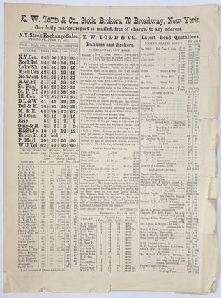 Cat.No: 282341 E.W. Todd & Co., Stock Brokers [daily market report for Juy 18, 1877