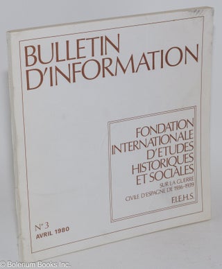 Cat.No: 282580 Bulletin d'Information no. 3, Avril 1980. Fondation Internationale...
