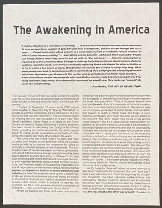 Cat.No: 282598 The awakening in America [handbill]. Ken Knabb