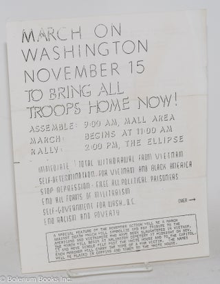 Cat.No: 283069 March on Washington November 15 to bring all troops home now! Chicago...