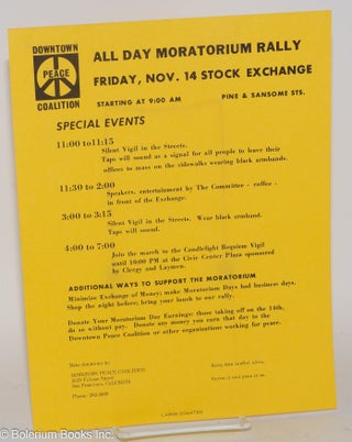 Cat.No: 283075 All day moratorium rally, Friday, Nov. 14 Stock Exchange. Downtown Peace...