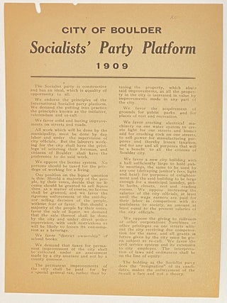 Cat.No: 283104 City of Boulder Socialists' Party Platform [leaflet
