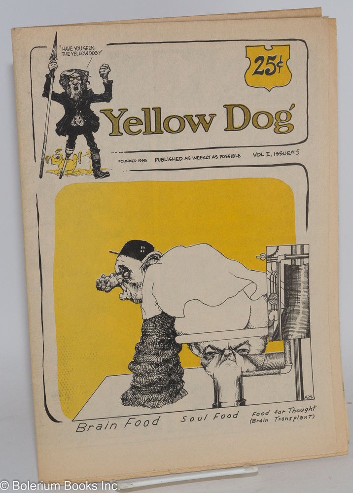 Cat.No: 283456 Yellow dog: vol. 1, #5: Brain Food, Soul Food. Robert Crumb, Kim Deitch, Chas. Winans, Jim Osborne, Cilensek, R. White, Andy Martin, John Thompson, S. Clay Wilson.