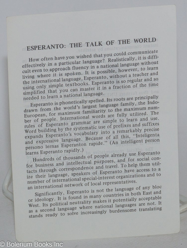 Cat.No: 284141 Esperanto: the talk of the world