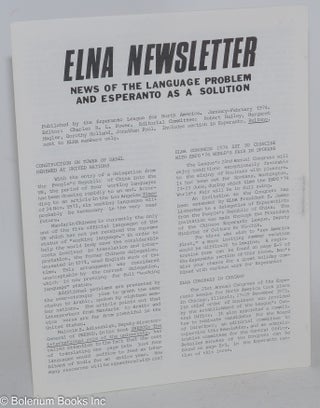 Cat.No: 284143 ELNA Newsletter; news of the language problem and Esperanto as a solution...