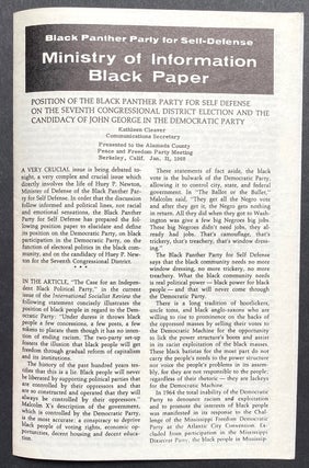 Cat.No: 284292 Black Panther Party for Self Defense, Ministry of Information Black Paper....