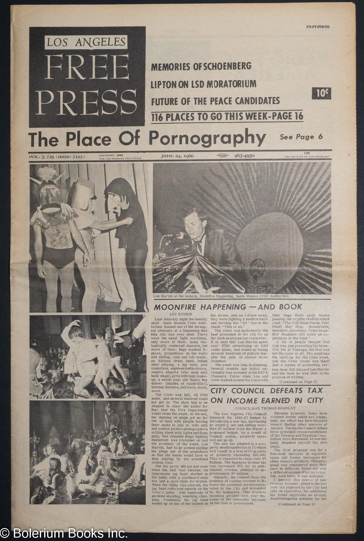 Los Angeles Free Press: vol. 3, #25 issue #101 June 24, 1966: The Place of  Pornography | Art Kunkin, publisher and, Ron Cobb Councilman Thomas