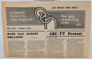 Cat.No: 284896 GCN: Gay Community News; the gay weekly forum for New England; vol. 2, #8,...