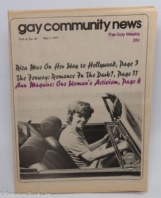 Cat.No: 285200 GCN - Gay Community News: the gay weekly; vol. 4, #45, May 7, 1977: Rita...