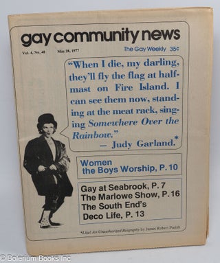 Cat.No: 285207 GCN - Gay Community News: the gay weekly; vol. 4, #48, May 28, 1977: Judy...