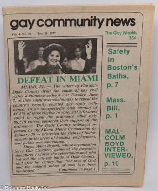 Cat.No: 285211 GCN - Gay Community News: the gay weekly; vol. 4, #51, June 18, 1977:...
