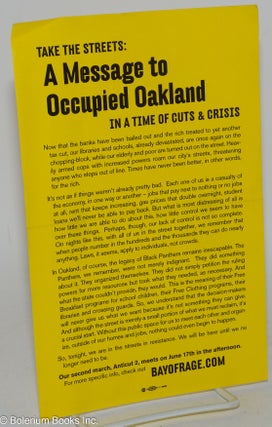 Cat.No: 285250 Take the streets: a message to occupied Oakland in a time of cuts and crisis