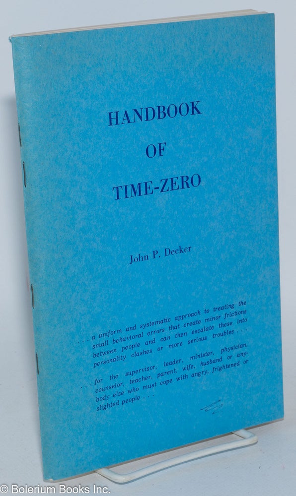 Cat.No: 285456 Handbook of time-zero. John P. Decker.