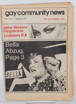 Cat.No: 285475 GCN - Gay Community News: the gay weekly; vol. 5, #9, Sept. 3, 1977: Bella...