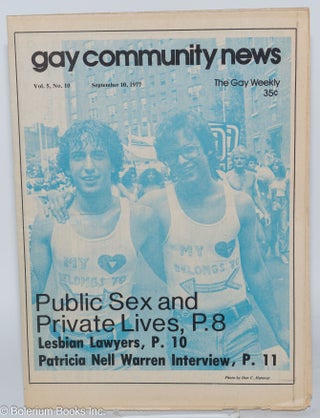 Cat.No: 285478 GCN - Gay Community News: the gay weekly; vol. 5, #10, Sept. 10, 1977:...