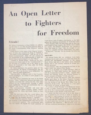Cat.No: 285642 An open letter to fighters for freedom