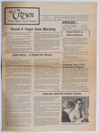 Cat.No: 285915 The Citizen: Berkeley's reader-owned newspaper; vol. 1, #24, Friday, Sept....