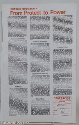 Cat.No: 286293 Beyond October 21: from protest to power [handbill]. Spartacist
