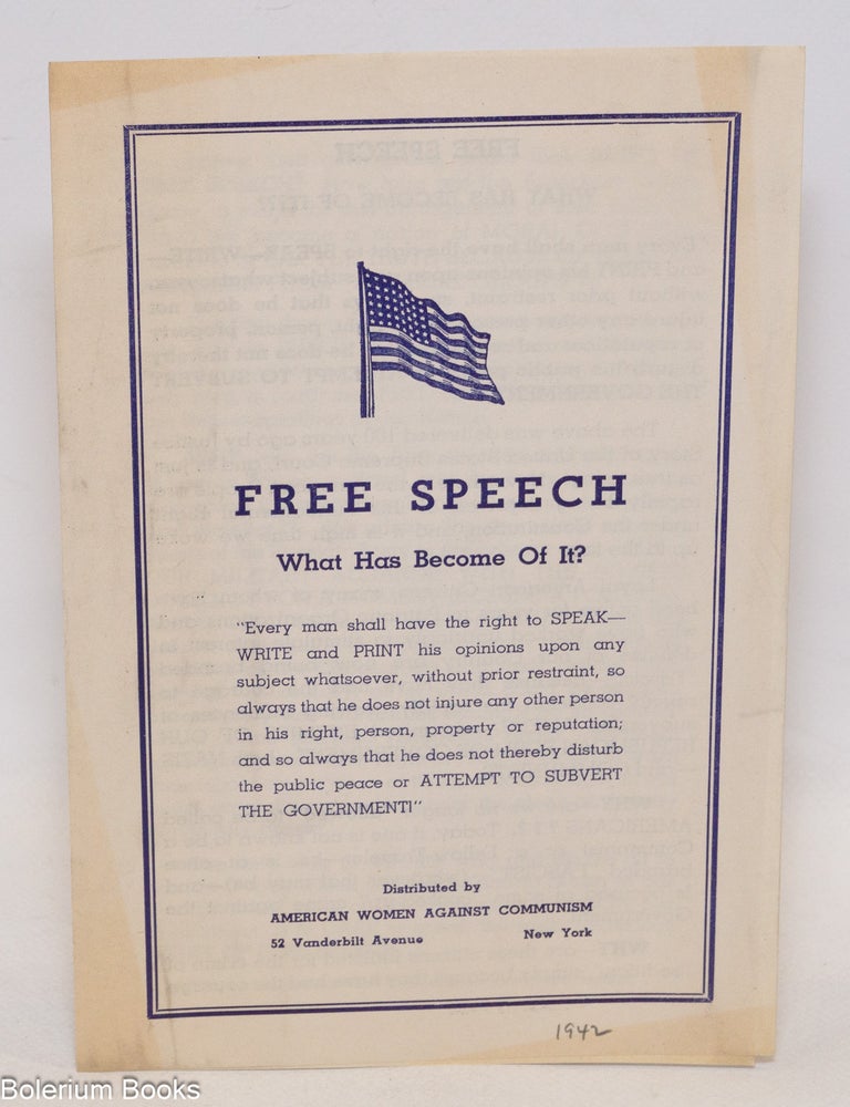 Cat.No: 286404 Free speech: what has become of it?