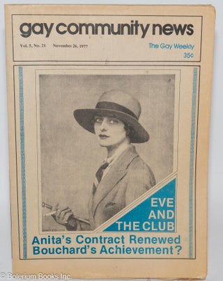Cat.No: 286414 GCN - Gay Community News: the gay weekly; vol. 5, #21, Nov. 26, 1977: Eve...