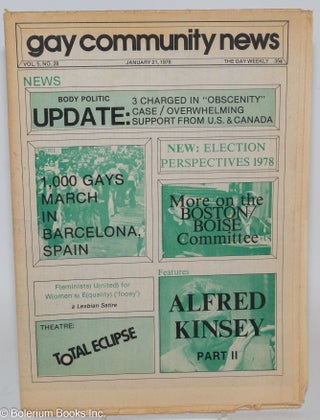 Cat.No: 286427 GCN - Gay Community News: the gay weekly; vol. 5, #28, Jan. 21, 1978: Body...