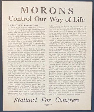Cat.No: 286487 Morons control our way of life... Stallard for Congress. H. H. Stallard