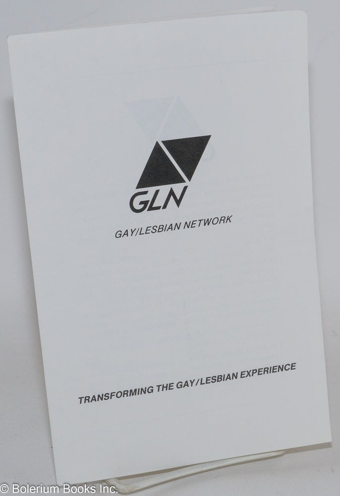 Cat.No: 286674 GLN: Gay/Lesbian/Network; transforming to Gay/Lesbian Experience...