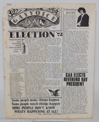 Cat.No: 286913 Gayvoice: Gay Activists Alliance News February 1972: Election '72....