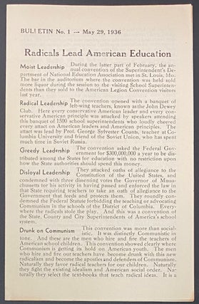 Cat.No: 286949 Bulletin no. 1 - May 28, 1936. Radicals lead American education