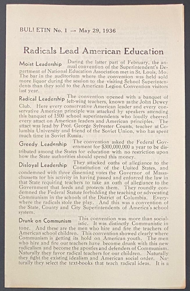Cat.No: 286949 Bulletin no. 1 - May 28, 1936. Radicals lead American