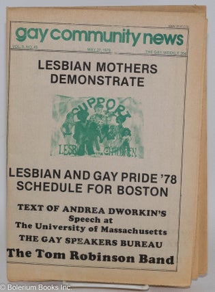 Cat.No: 287138 GCN: Gay Community News; the gay weekly; vol. 5, #45, May 27, 1978:...