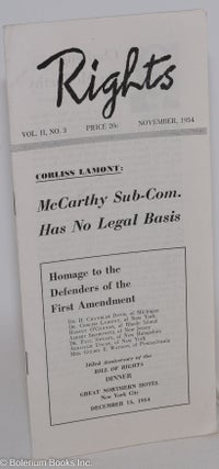 Cat.No: 287143 Rights, vol. 2, no. 3. November, 1954. Emergency Civil Liberties Committee