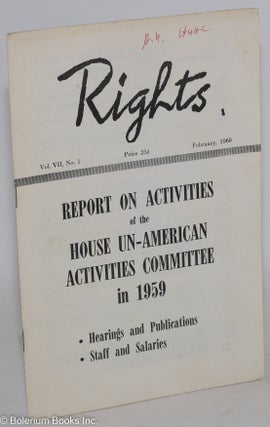 Cat.No: 287157 Rights, vol. 7, no. 1, February, 1960. Emergency Civil Liberties Committee