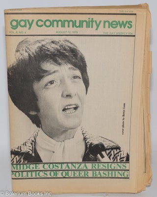 Cat.No: 287279 GCN: Gay Community News; the gay weekly; vol. 6, #4, Aug. 12, 1978: Midge...